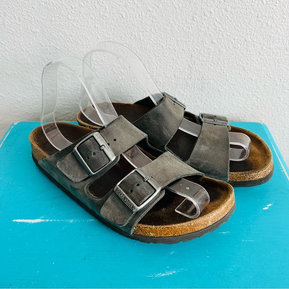 Birkenstock Shoes - Birkenstock Arizona Gray Sueded Double Strap Sandals 39